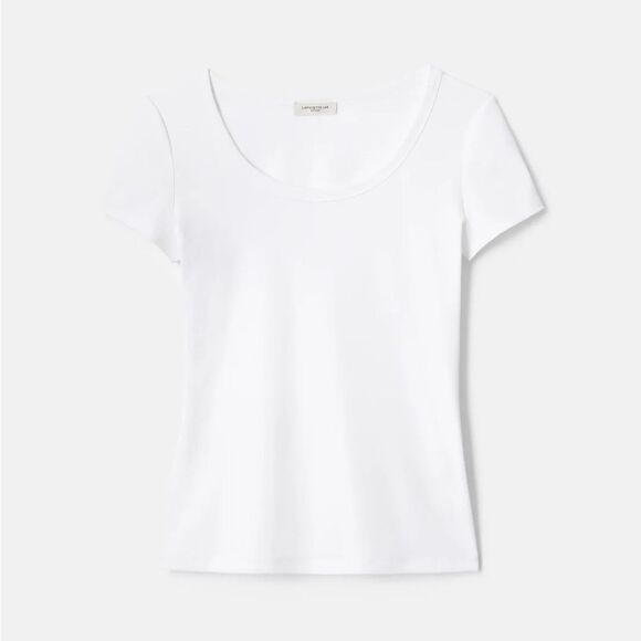 Lafayette 148 New York Tops - Lafayette 148 NY Cotton Rib Crew Neck T-Shirt 3X White Excellent Condition